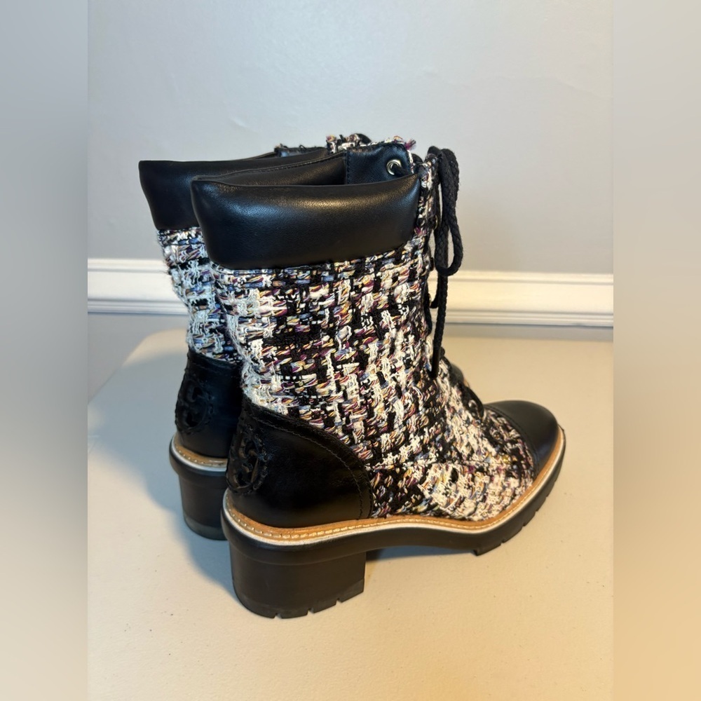 Tory Burch Miller Tweed Lace-Up Combat Boots | Black | Women’s Size 11M - Picture 5 of 15